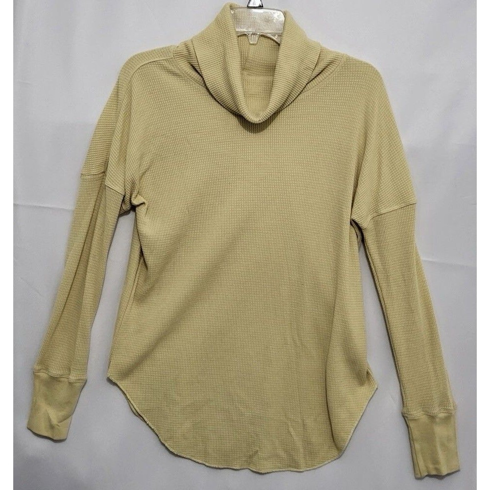 Babaton Aritzia Waffle Knit Cowl Neck Thermal Tunic Top Cream Small